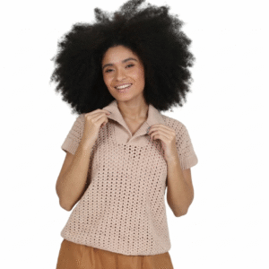 Blusa Feminina em Crochê Artesanal Bege – Leve e Exclusiva