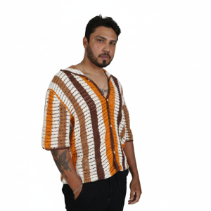 Kimono Artesanal em Crochê Listrada – Estilo Conforto Casual